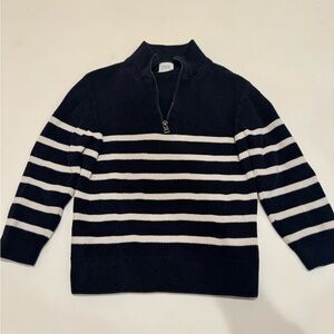 Zara Boys Navy White Striped Ribbed Knit Sweater Quarter Zip size 6-7
